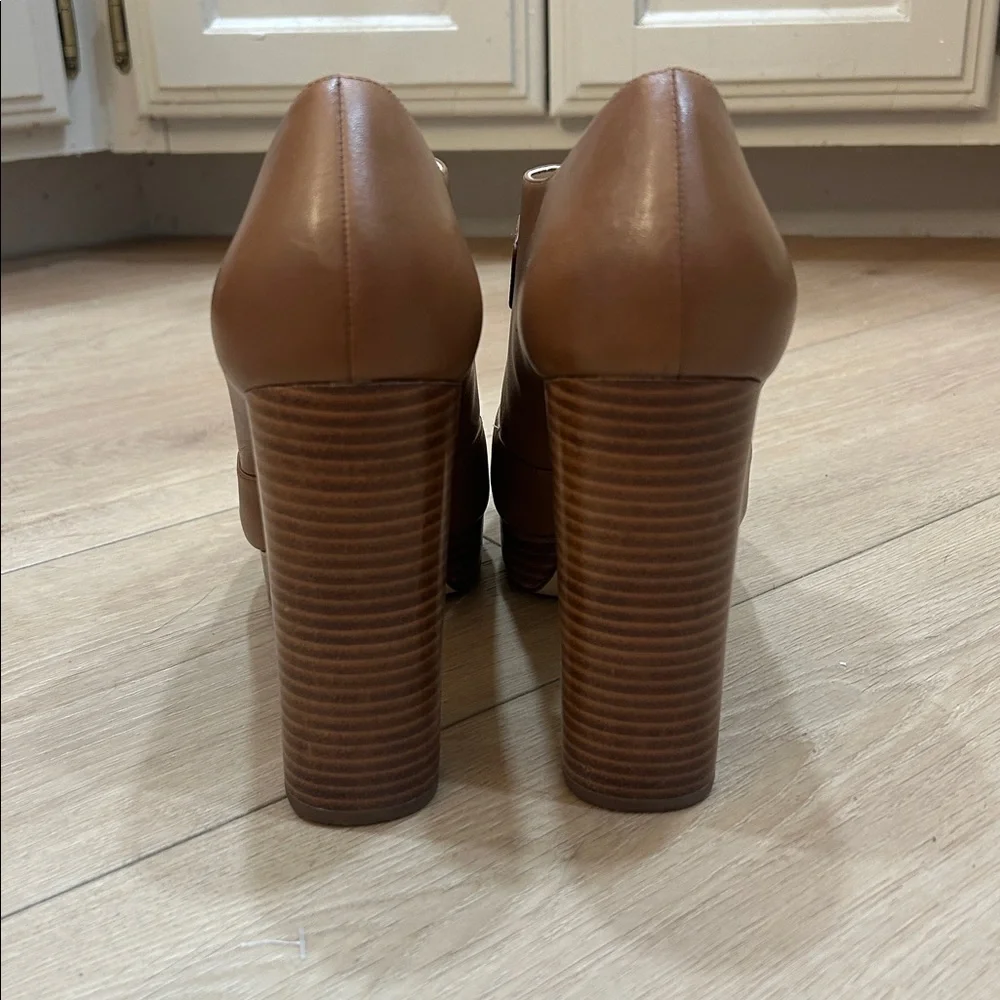 Michael Kors Eleni Platform Leather Block Heels Size 10